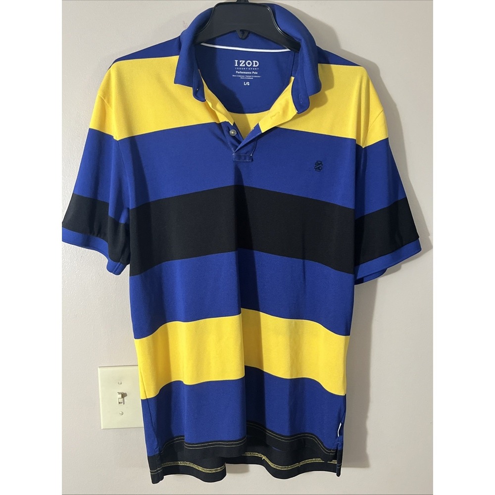 IZOD‎ Luxury Sport Performance Polo Multi Colorblock Shirt Size Large